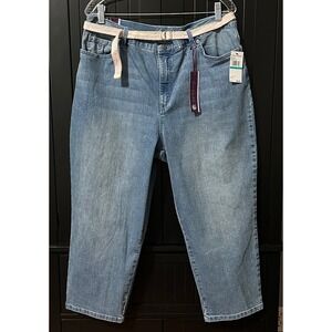 Gloria Vanderbilt Capri Size 16 Jeans Belted Denim Cropped Pants NWT Classic